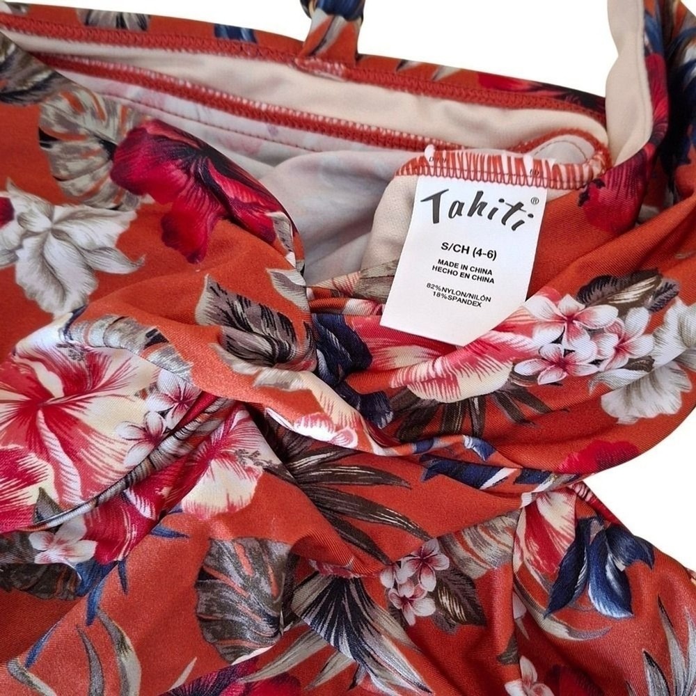 Tahiti Swim Tankini sz S Floral Tropical Swimwear Tank size 4-6 Swimsuit Top - Picture 10 of 11
